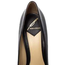 Brian Atwood Black/Gold Leather And Python Embossed Leather Platform Pumps Size 41