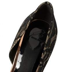 Pre Owned Brian Atwood Black/Cream Lace D'orsay Pumps Size 38