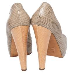 Brian Atwood Grey Python Peep Toe Platform Pumps Size 40