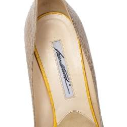 Brian Atwood Grey Python Peep Toe Platform Pumps Size 40
