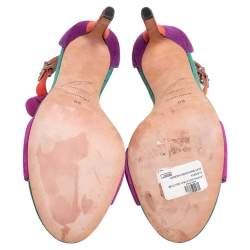 Brian Atwood Multicolor Suede T Strap Open Toe Sandals Size 39 