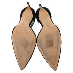 Brian Atwood Black Suede Metal T-Strap Pointe Toe Sandal Size 40