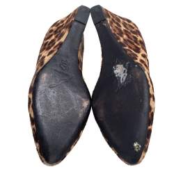 Brian Atwood Brown Leopard Print Pony Hair Wedge Pumps Size 39.5