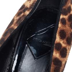 Brian Atwood Brown Leopard Print Pony Hair Wedge Pumps Size 39.5