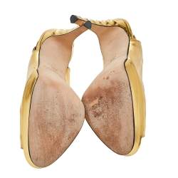 Brian Atwood Gold Leather Peep Toe Slingback Pumps Size 38
