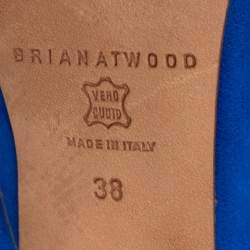 Brian Atwood Royal Blue Suede Open-Toe Pumps Size 38