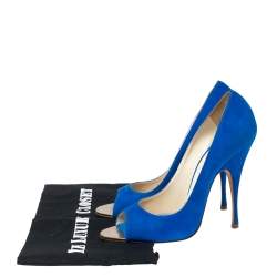Brian Atwood Royal Blue Suede Open-Toe Pumps Size 38
