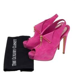 Brian Atwood Pink Nubuck Leather  Peep Toe Slingback Platform Sandals Size 38