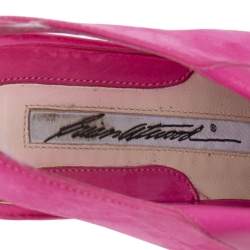 Brian Atwood Pink Nubuck Leather  Peep Toe Slingback Platform Sandals Size 38