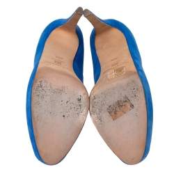 Brian Atwood Royal Blue Suede Maniac Platform Pumps Size 38.5
