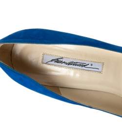 Brian Atwood Royal Blue Suede Maniac Platform Pumps Size 38.5