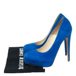 Brian Atwood Royal Blue Suede Maniac Platform Pumps Size 38.5