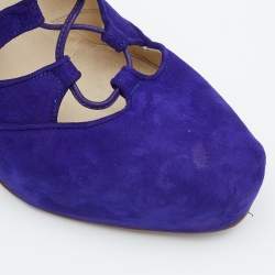 Brian Atwood Purple Suede Lace up Booties Size 38.5