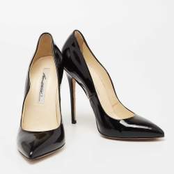 Brian Atwood Black Patent Leather Pointed Toe Pumps Size 38