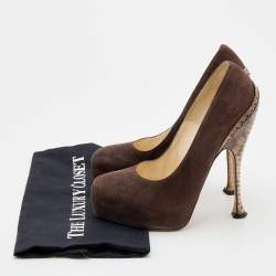 Brian Atwood Brown Suede Platform Pumps 38