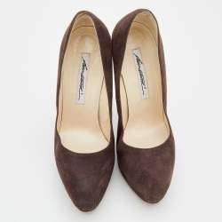 Brian Atwood Brown Suede Platform Pumps 38