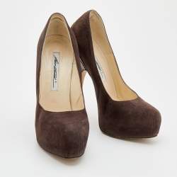 Brian Atwood Brown Suede Platform Pumps 38