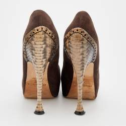 Brian Atwood Brown Suede Platform Pumps 38