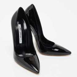 Pre Owned Brian Atwood Black Patent Leather Pointed Toe Pumps Size 36.5