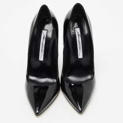 Pre Owned Brian Atwood Black Patent Leather Pointed Toe Pumps Size 36.5
