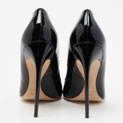 Pre Owned Brian Atwood Black Patent Leather Pointed Toe Pumps Size 36.5