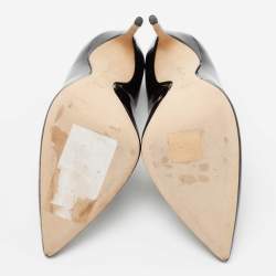 Pre Owned Brian Atwood Black Patent Leather Pointed Toe Pumps Size 36.5