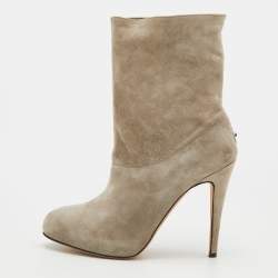 Brian Atwood Grey Suede Ankle Length Boots Size 38.5