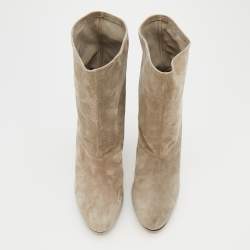 Brian Atwood Grey Suede Ankle Length Boots Size 38.5