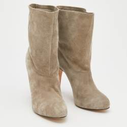 Brian Atwood Grey Suede Ankle Length Boots Size 38.5