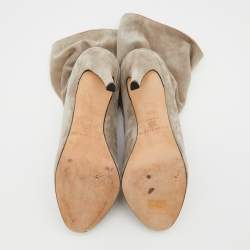 Brian Atwood Grey Suede Ankle Length Boots Size 38.5