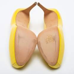 Brian Atwood Yellow Patent Leather Platform Pumps Size 39