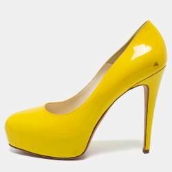 Brian Atwood Yellow Patent Leather Platform Pumps Size 39