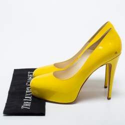 Brian Atwood Yellow Patent Leather Platform Pumps Size 39
