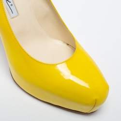 Brian Atwood Yellow Patent Leather Platform Pumps Size 39