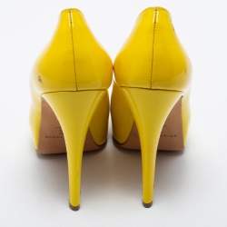 Brian Atwood Yellow Patent Leather Platform Pumps Size 39