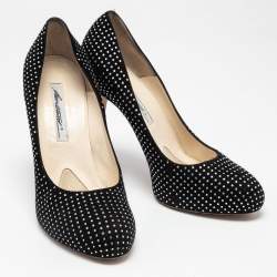 Brian Atwood Black Suede Crystals Embellished Pumps Size 40