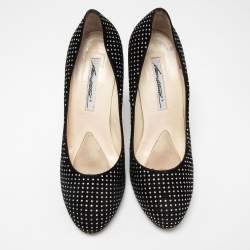 Brian Atwood Black Suede Crystals Embellished Pumps Size 40