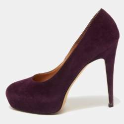 Brian Atwood Purple Suede Maniac Platform Pumps Size 38.5