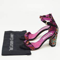 Brian Atwood Black Suede Embellished Ankle Strap Sandals Size 38