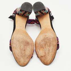 Brian Atwood Black Suede Embellished Ankle Strap Sandals Size 38