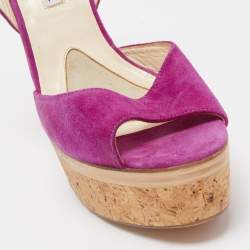 Brian Atwood Purple Suede  Peep Toe Slingback Platform Sandals Size 39.5