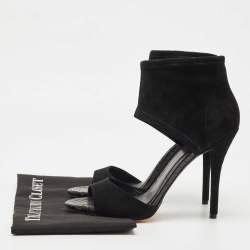 Brian Atwood Black Suede Correns Ankle Cuff Sandals Size 39.5
