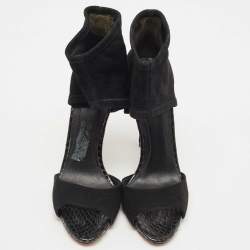Brian Atwood Black Suede Correns Ankle Cuff Sandals Size 39.5