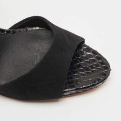 Brian Atwood Black Suede Correns Ankle Cuff Sandals Size 39.5