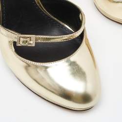 Brian Atwood Gold Laminated Leather Slingback Pumps Size 37