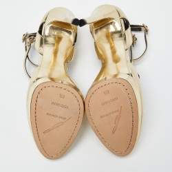 Brian Atwood Gold Laminated Leather Slingback Pumps Size 37