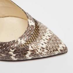 Brian Atwood Grey/White Snakeskin and Mesh Ankle Strap Pumps Size 41