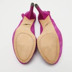 Brian Atwood Pink Suede Peep Toe Platform Slingback Sandals Size 38.5