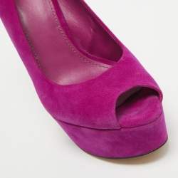 Brian Atwood Pink Suede Peep Toe Platform Slingback Sandals Size 38.5