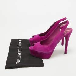 Brian Atwood Pink Suede Peep Toe Platform Slingback Sandals Size 38.5
